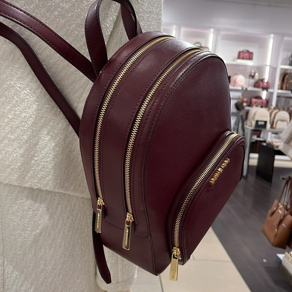 Michael Kors Jaycee Medium Pebbled Leather Backpack
 Oxblood/Golden NWT - Picture 11 of 16